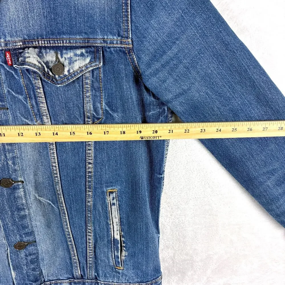 VTG Levis Trucker Jacket Mens L Denim Type 3 Faded Distressed Whiskered 72334